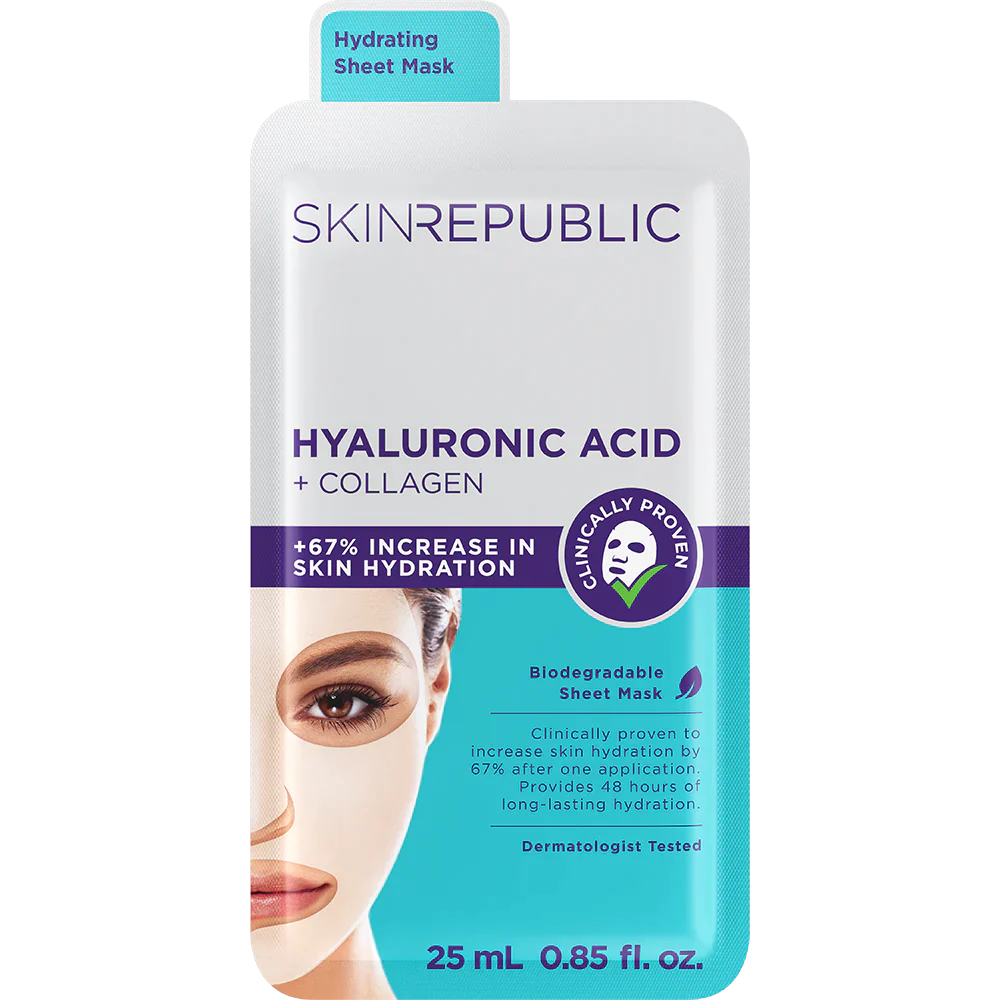 Skin Republic Hyaluronic Acid + Collagen Face Sheet Mask